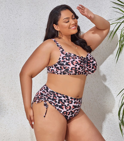 High Waist Leopard Bikini Set Plus Size Swimwear for Women Swimsuit Beachwear Bathing Suit Thong