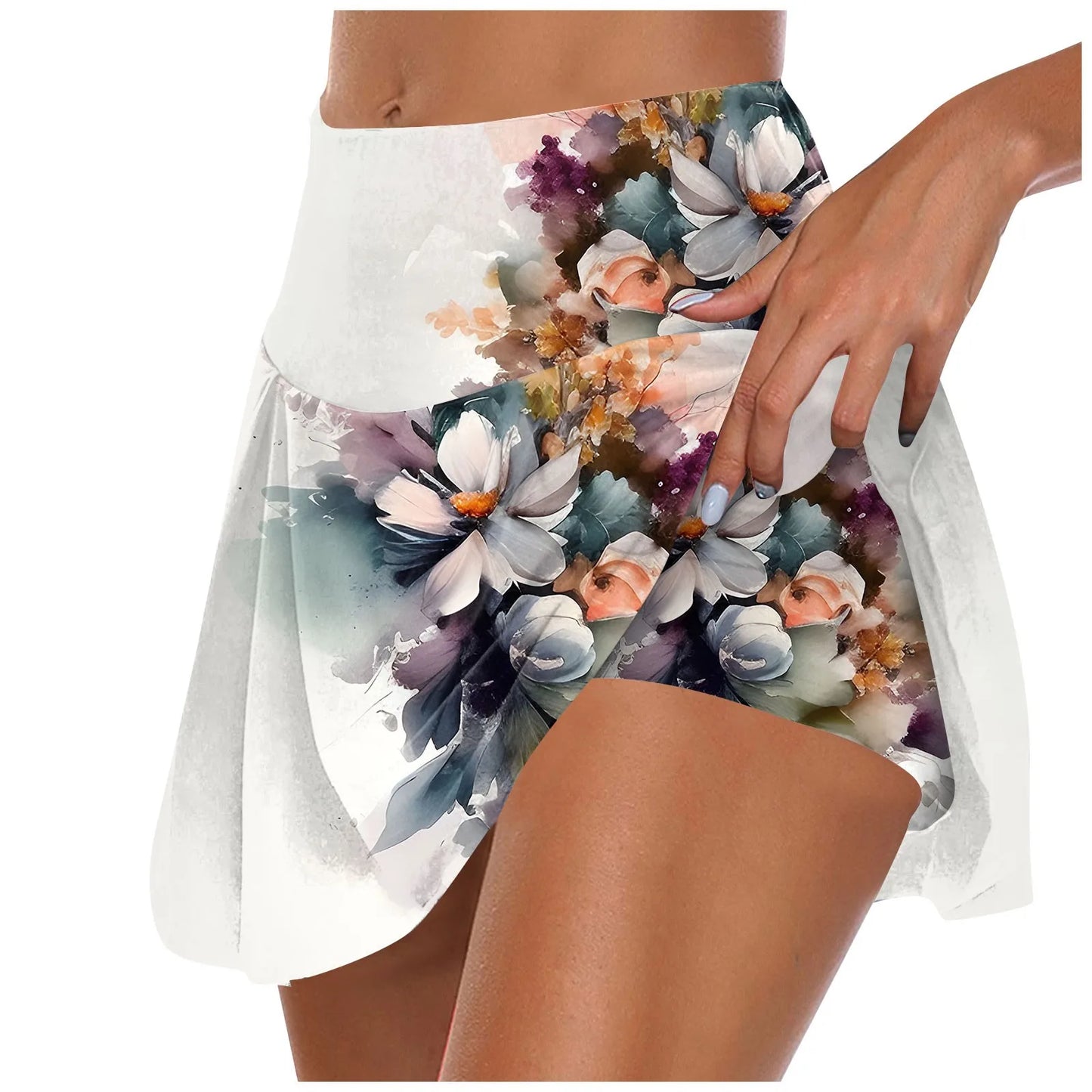 Women'S Athletic Stretchy Pleated Tennis Skirts Run Yoga Inner Shorts Elastic Sports Golf Skorts