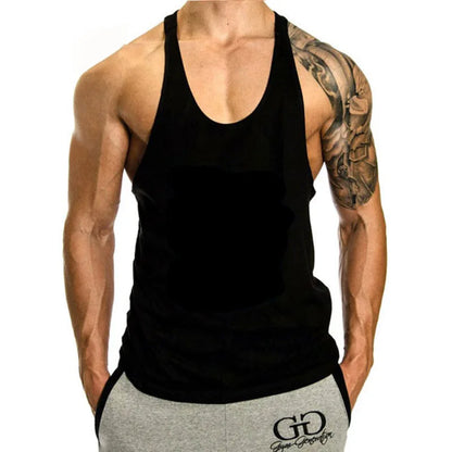 Summer 100% Cotton Bodybuilding Muscle Stringer Tank Top Men Fitness Workout Y BACK Vest