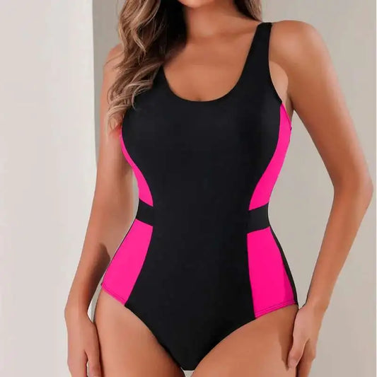 Patchwork Swimsuits Closed Women's One-Piece Swimwear Push Up Swim Wear Bodysuit Bathing Suits Beachwear Pool Bather