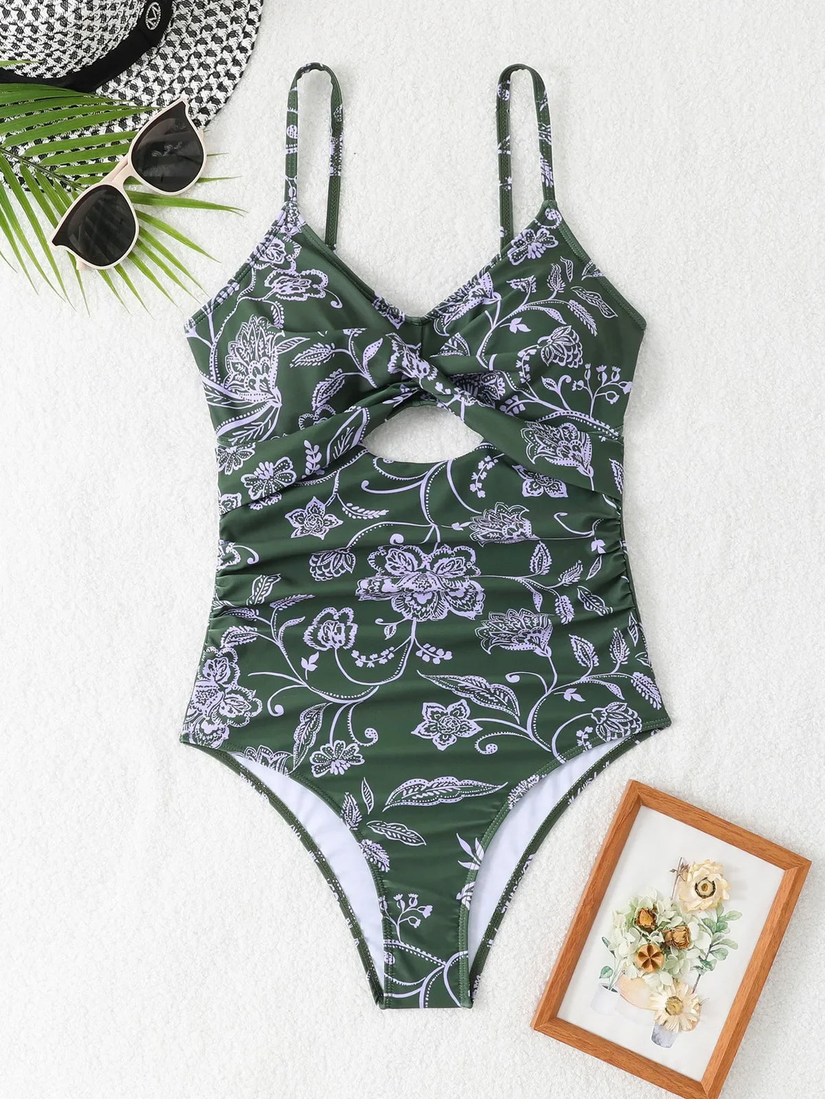 ‌Women Slimming Open Back One Piece Swimsuit Tummy Control Tight-Fitting Bathing Suit Summer Beach Swimwear