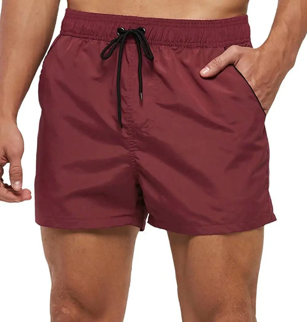Men Summer Swim Shorts Swimwear Trunks Swimsuits Quickly Dry Surf Beach Board Elastic Waist Swim Pants Surfing Shorts with Mesh