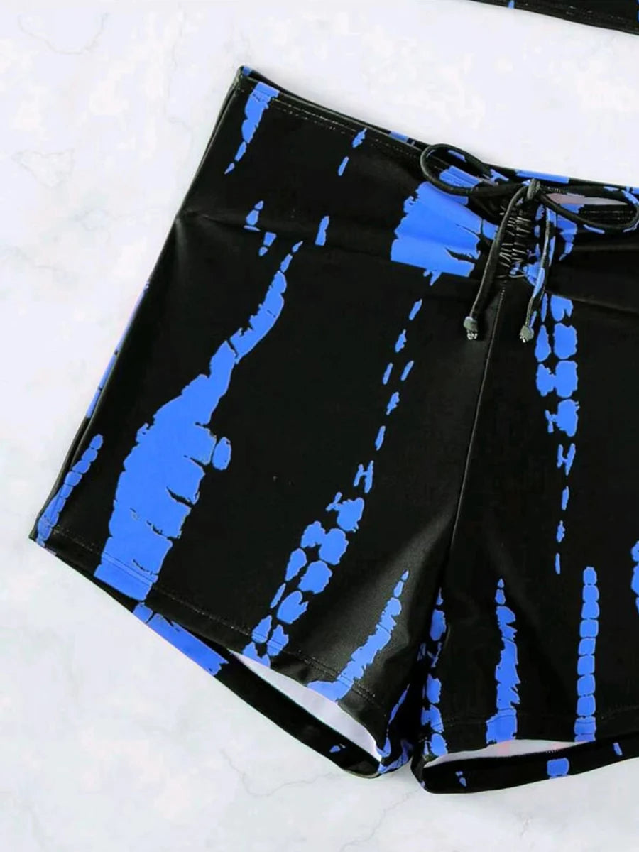 Print String Bikini Swimsuit Women High Waist Shorts Swimwear Female Bathers Bathing Swimming Swim Suit Beachwear