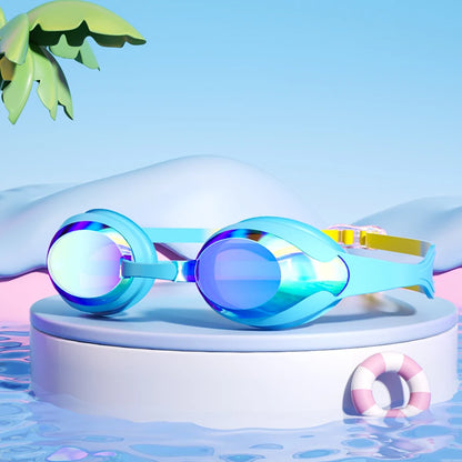 Kids Swimming Goggles Anti-fog Waterproof HD View Children Swim Goggles for Boys and Girls Electroplate and Clear Lens to Choose