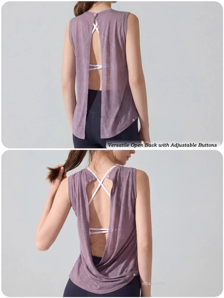 Women's Relaxed-Fit Open-Back Workout Tank Top