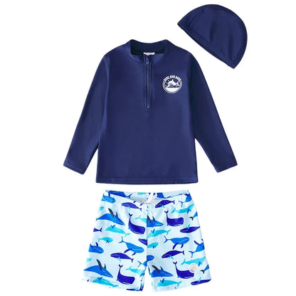 Swimsuit Boy Orange Rash Guard Kids UPF50 UV Protection Beach Clothes Long Sleeve Swimwear Children Swimming Bathing Suit Zipper