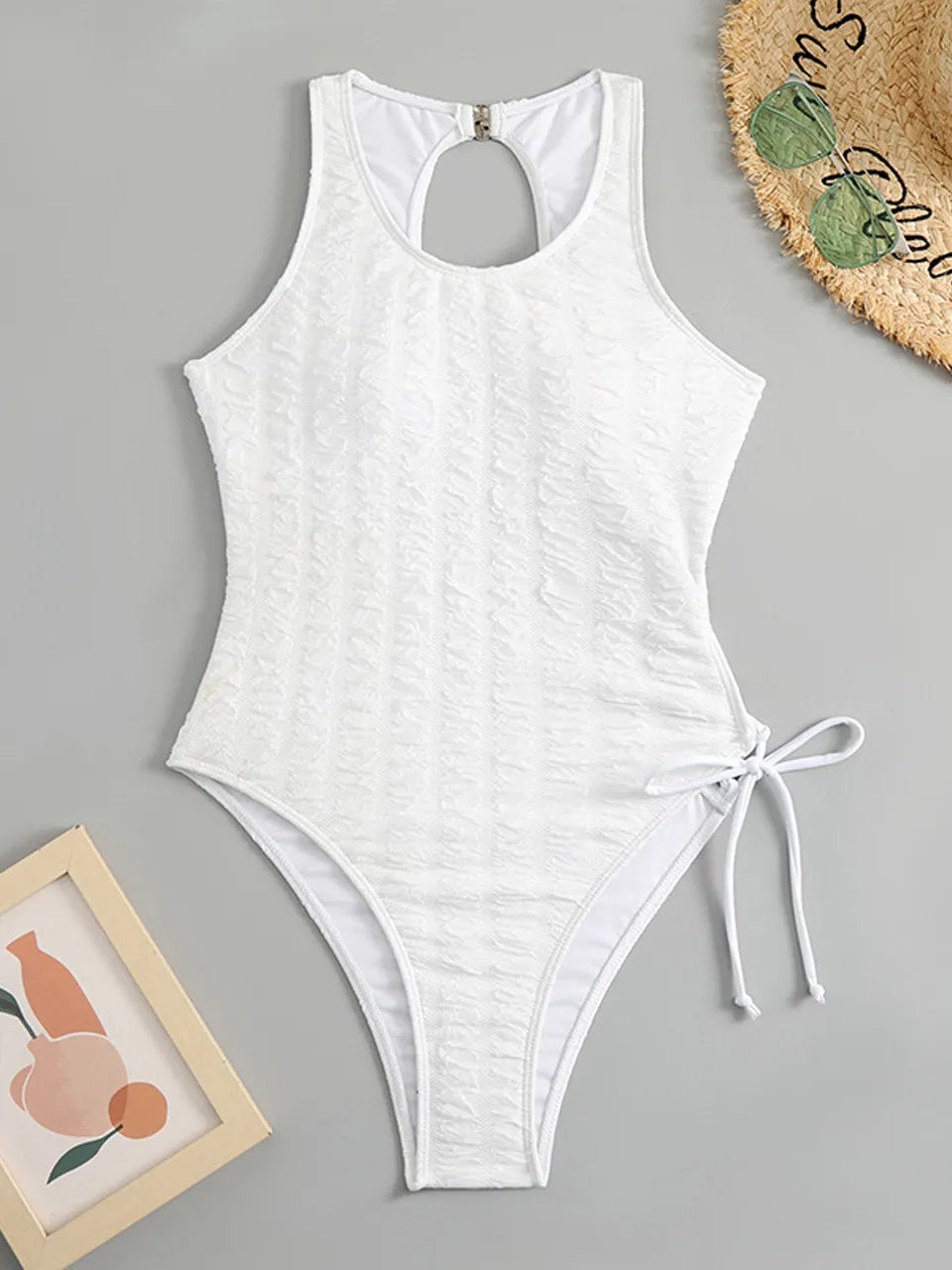 Lace Up Back Swimsuit One Piece Printed Swimwear Women Backless Bathing Swimming Suit Female Padded Beachwear Bodysuit