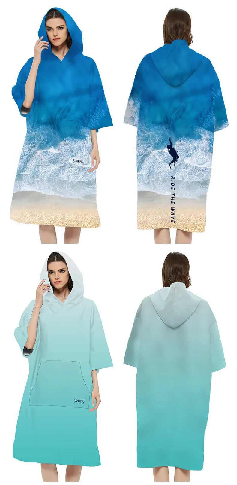Poncho Towel Change Robe Poncho Quick-drying Hooded Bath Towel Swimming Robe Beach Swimming Surfing Towel Adult
