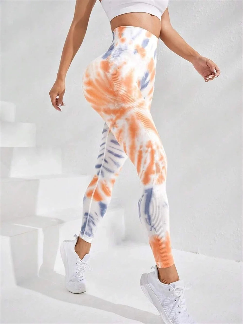 3D tie dye printed sports pant womens running jumpsuit fitness high waisted push-pull jumpsuit sportswear y2k training socks