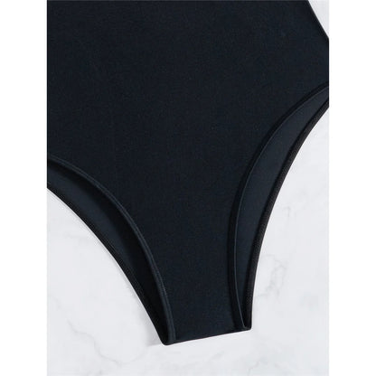 S - XL Splicing V Neck Cross Back Women Swimwear One Piece Swimsuit Female High Cut Leg Padded Bather Bathing Suit Swim