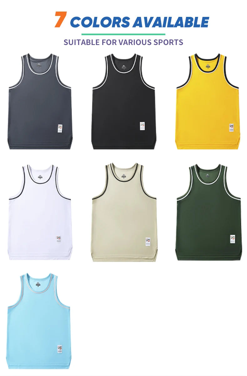 Men's Basketball Vest Clothing Oversized Sleeveless T-Shirt Sports Fitness Round Neck Tank Top Muscle Training Running Vest