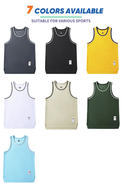 Men's Basketball Vest Clothing Oversized Sleeveless T-Shirt Sports Fitness Round Neck Tank Top Muscle Training Running Vest