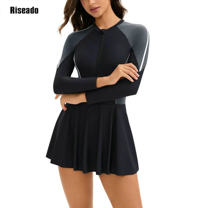 One Piece Swim Dress Body Cover Swimsuits for Women Sport Bathing Suit Swimdress Skirt Korean Style Indoor Pool