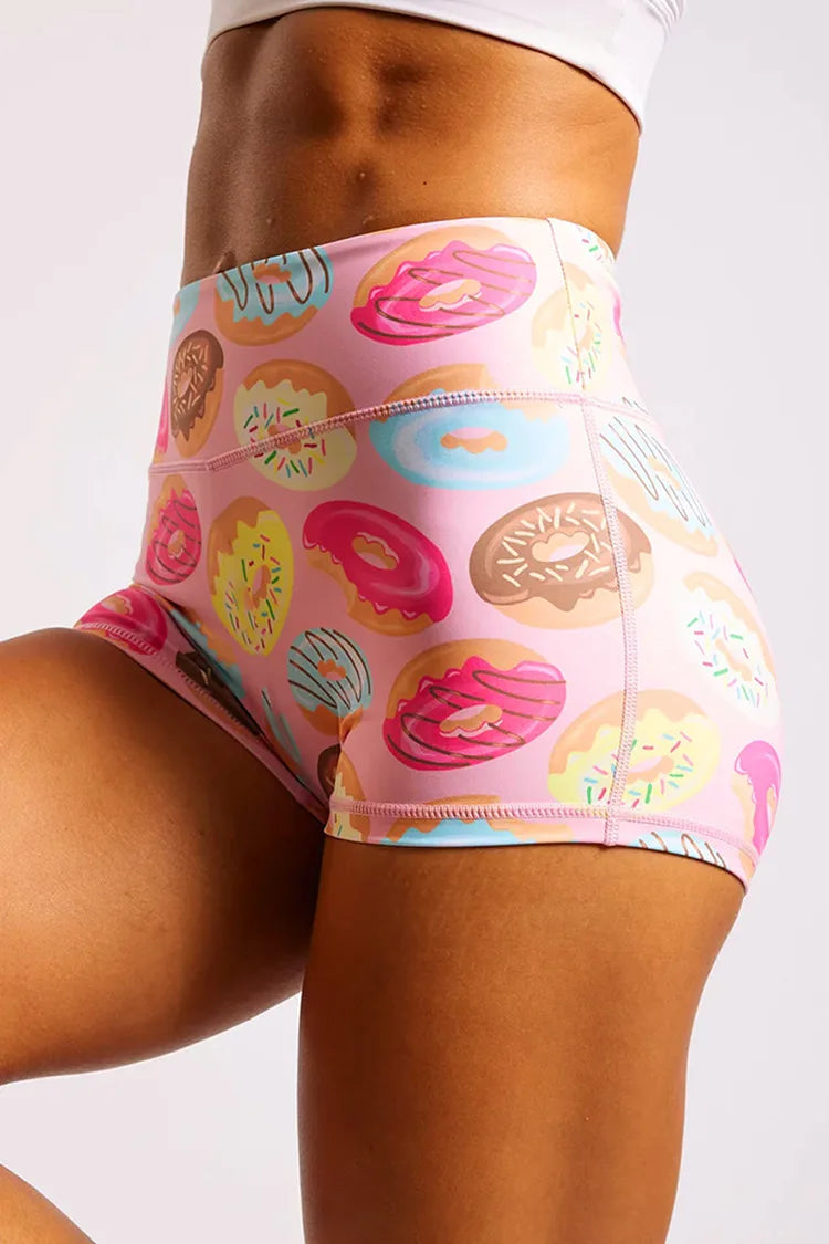 Lightweight Second-Skin Biker Shorts - High Waist Booty Lift Patterned Gym Shorts for Summer Workouts