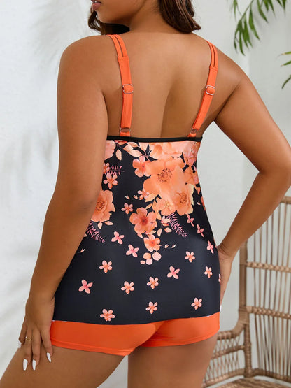 2 Pieces Tankini Large Plus Size Swimsuit Women Printed Swimwear Female Bathers Bathing Swimming Swim Suit Beachwear