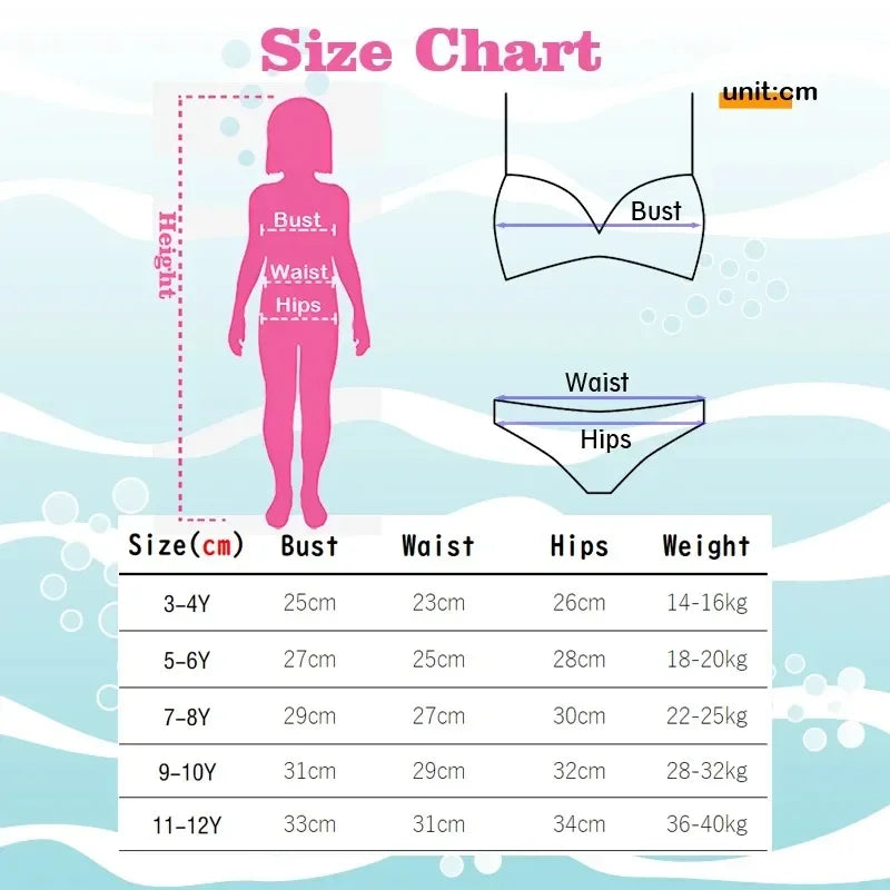 Summer Baby Clothing Two Piece Top + Bottom Swimwear for Kids 3 4 5 6 8 10 Years Fish Scale Printed Girls Bikini Swimsuit Set