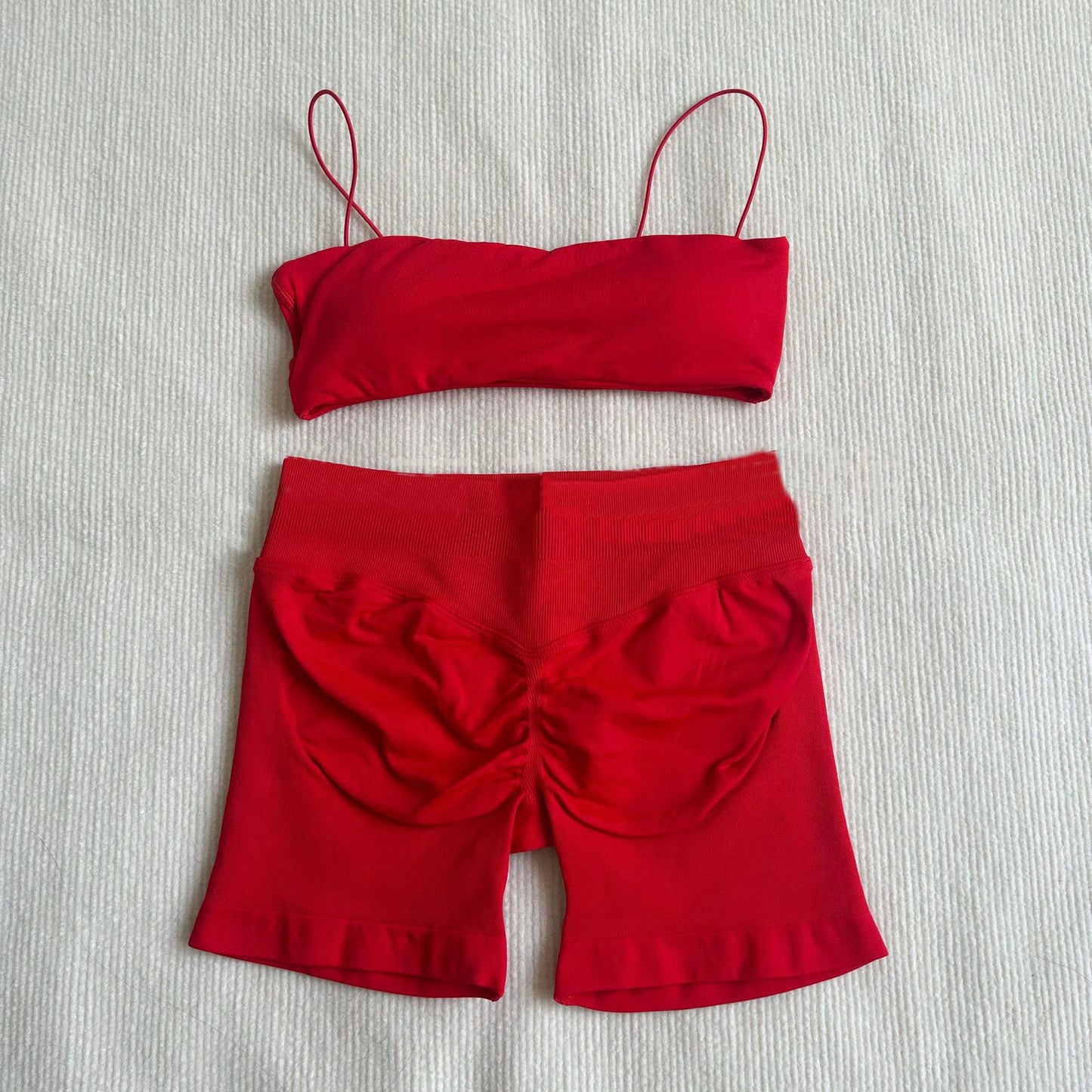 Mini Sports Bra for Women Yoga Set Backless Bandeau Strappy Gym Crop Top Seamless Scrunch Legging Workout Pant Active Wear
