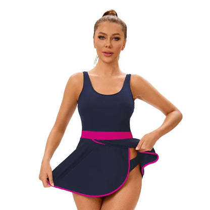 Swimwear Women's Solid Block Color Two Pieces Swimsuit Backless Skirted Beachwear for Beach Vacation Sport Wear