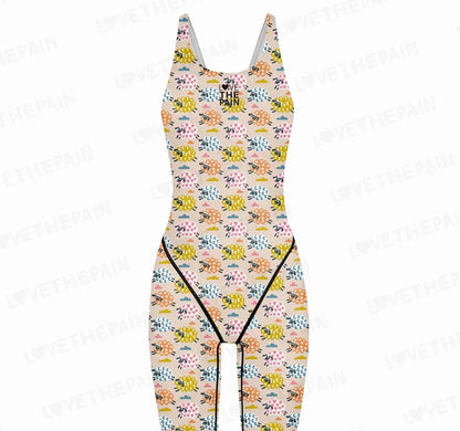 Girl Training Racing Swimwear Girl One Piece Competitive Swimsuits Summer Pool Professional Competition Knee Length Bodysuits