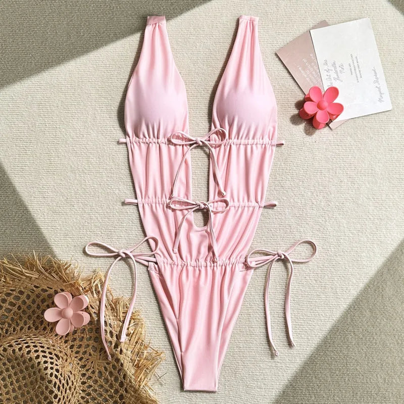 Pink One Piece Swimsuits Closed Women's Swimwear Push Up For Swimming Wear Body Bathing Suits Beachwear Pool Bather