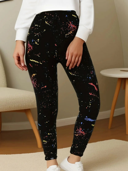 Black Inkjet Plus Size Sports Tight Women's Leggings High Elasticity Casual Fitness And Ankle Nine Point Pants