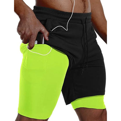 Men Sport Shorts Sportswear Double-deck Running Shorts 2 In 1 Beach Bottoms Summer Gym Fitness Training Jogging Short Pants Men