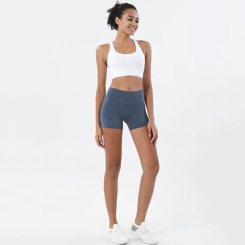 SOISOU Nylon Shorts Gym Yoga Sports Women's Cycling Shorts High Waist Elastic Tight Breathable No Awkward Lines Woman Clothing