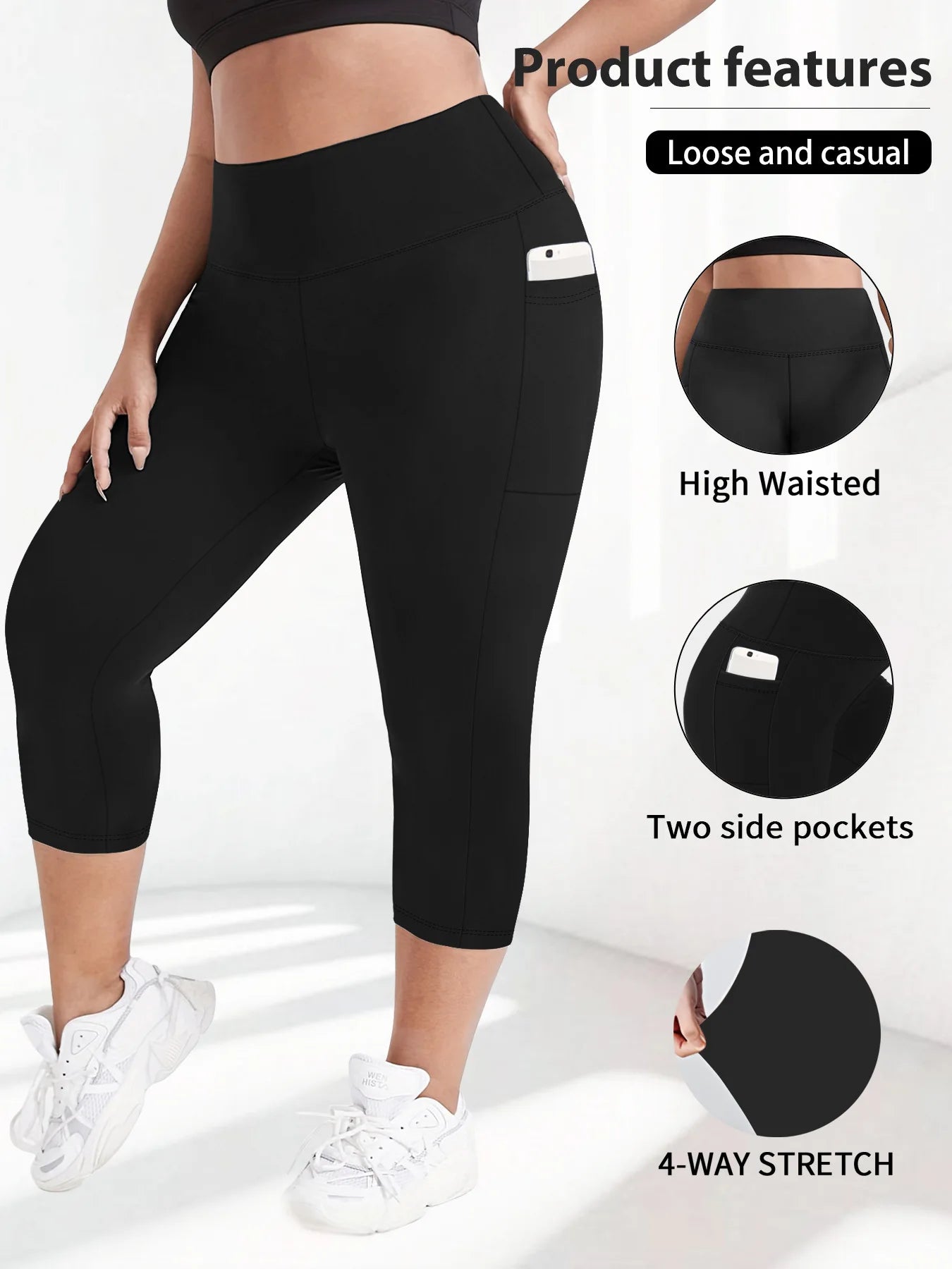 Women's Milk Silk Yoga Pants Plus Size High-Waisted Workout Leggings with Side Pockets, European Fit Gym To Street Activewear