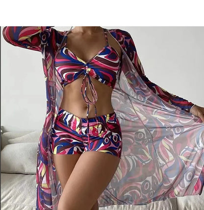 Color Print Swimsuits Bikini Sets Female Swimwear Sports Beach Wear Two-Piece Bathing Suit Girls Pool Women Swimming Suit