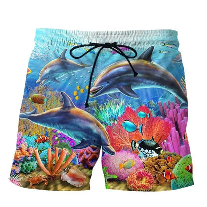 Animal Dolphin 3D Print Beach Shorts Streetwear Men's Casual Board Shorts Swimming Trunks Male Short Pants Man Swimsuit Clothing