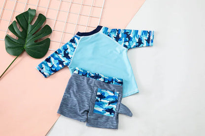 Swimsuit Boys UPF50 Baby Swimwear Shark Dinosaur UV Bathing Suit for Boy 3 Pcs Toddler Surfing Diving Suit Children's Rash Guard