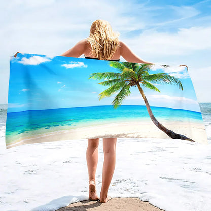 Extra Large Coconut Tree Beach Towel Sand Free Extra Large Cool Beach Towel for Women, Quick Dry Highly Absorbent Beach Towel