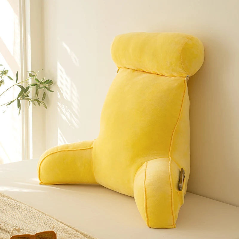 Large Reading Pillow Bed Rest Pillow with Detachable Neck Roll for Sitting in Bed or Couch Back Pillow for Watching TV/Gaming