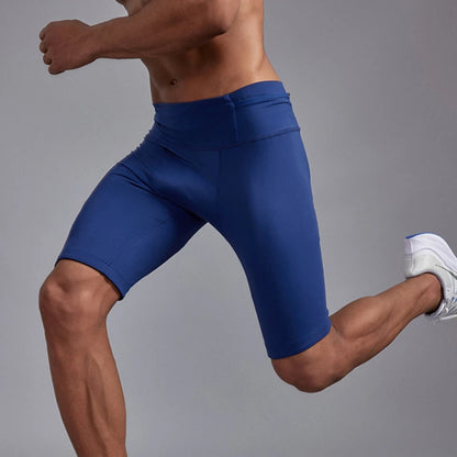 Men's Marathon Running Training Compression Shorts Quick Dry Sports Jogging Tights Fitness Waist Belt Bag Shorts Sportwear Male