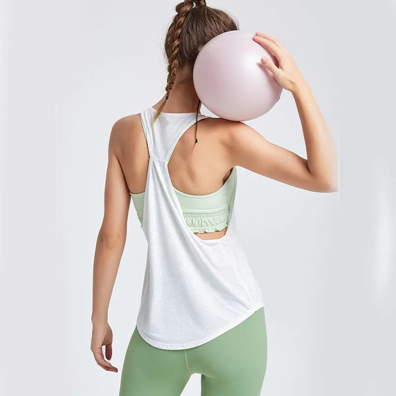 Women Gym Tops Sleeveless Yoga Tops Vest Sports Top Fitness Sport Shirt Gym Yoga Tops Female Yoga T-Shirts Loose