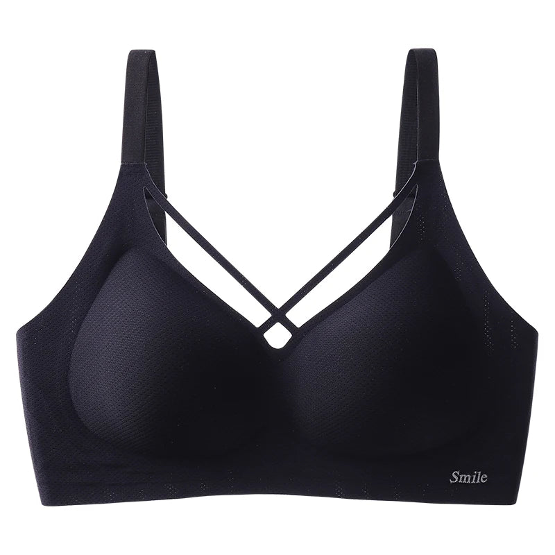 Traceless Semi-Fixed Cup Lingerie Thin Gel Soft Support Anti drops Adjustability No Steel Ring Super Soft Solid Color Bra 5XL 6XL