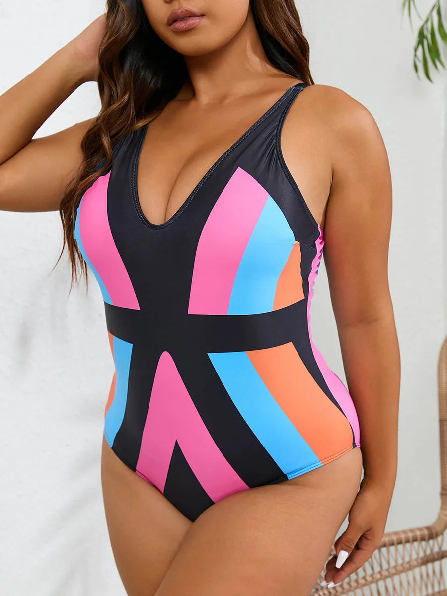Large Plus Size One Piece Swimsuit Women Bodysuit Swimwear Female Bathers Bathing Swimming Swim Suit Beachwear 4XL