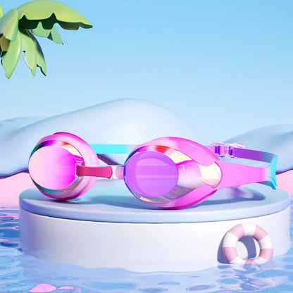 Kids Swimming Goggles Anti-fog Waterproof HD View Children Swim Goggles for Boys and Girls Electroplate and Clear Lens to Choose