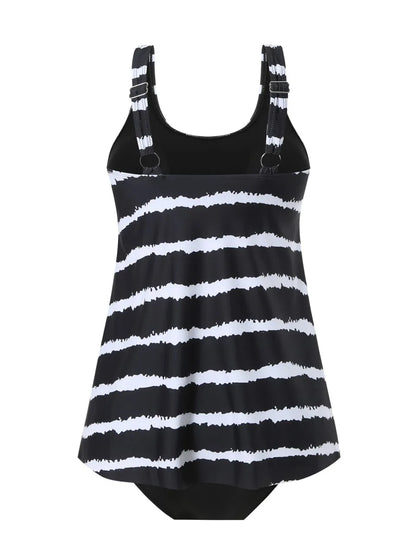 Striped Printed Tankini Strappy Swimsuit Women Two Pieces Beach Skirt Swimwear Female Bathers Bathing Swim Suit Beachwear