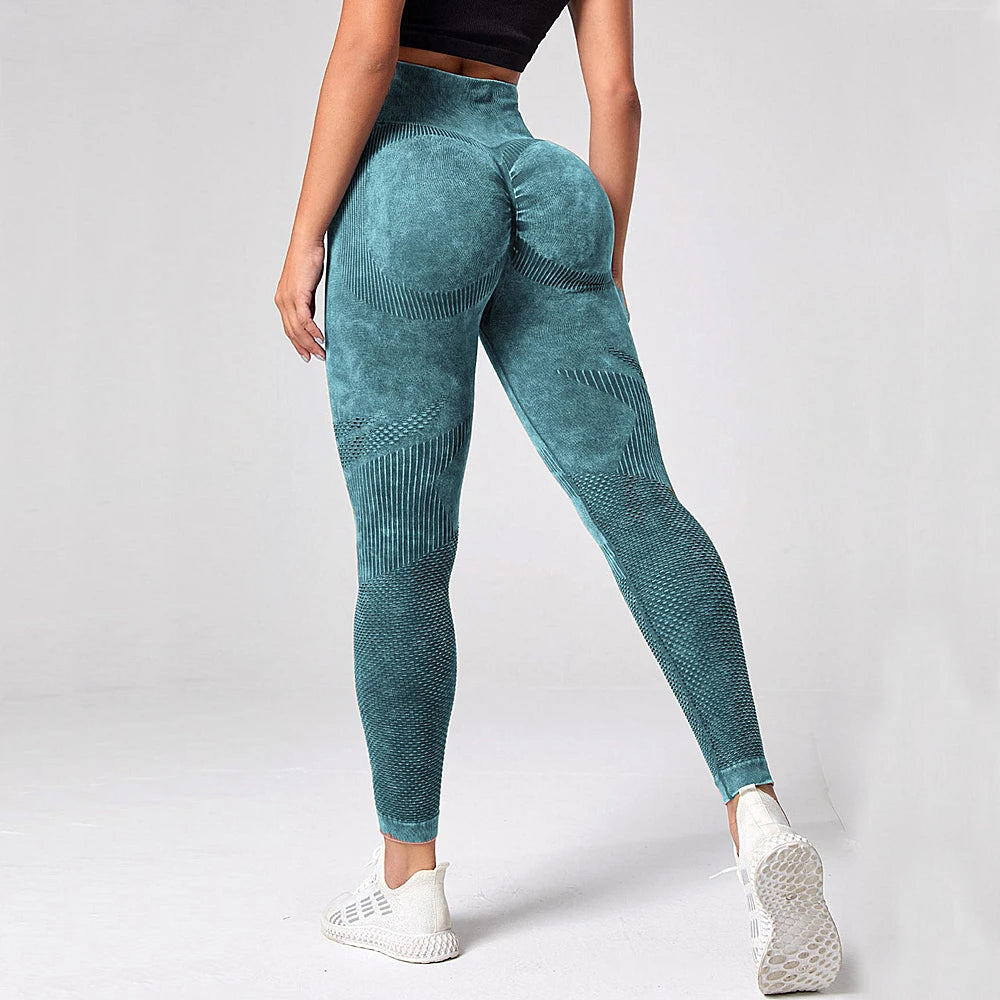 Women Leggings Washing Yoga pants Bubble Butt Push Up Fitness Legging High Waist Scrunch Tights Gym Seamless Leggings