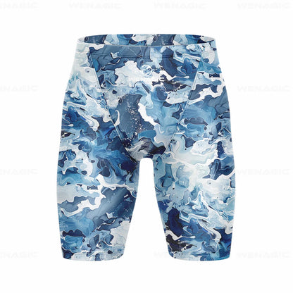 Men's Swimming Jammer Swimwear Endurance Athletic Training Swimsuit Summer Beach Swimming Trunks Diving Surf Tight Shorts