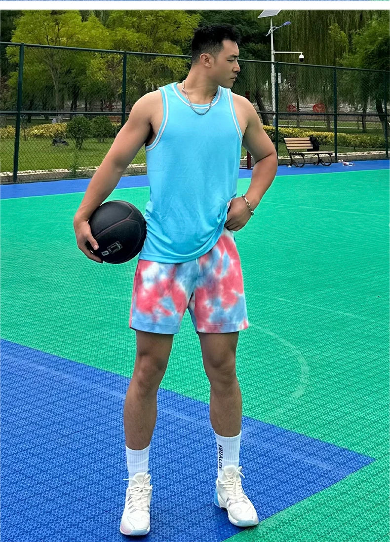 Men's Basketball Vest Clothing Oversized Sleeveless T-Shirt Sports Fitness Round Neck Tank Top Muscle Training Running Vest