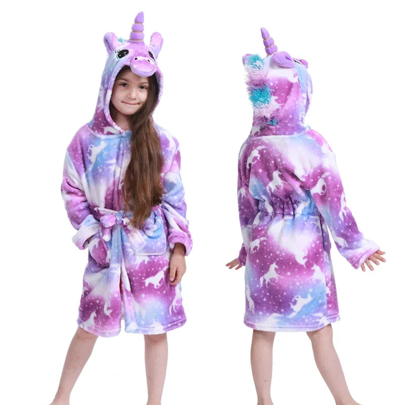 Children Bath Robe Baby Towel Children's Unicorn Hooded Bathrobes for Boys Girls
