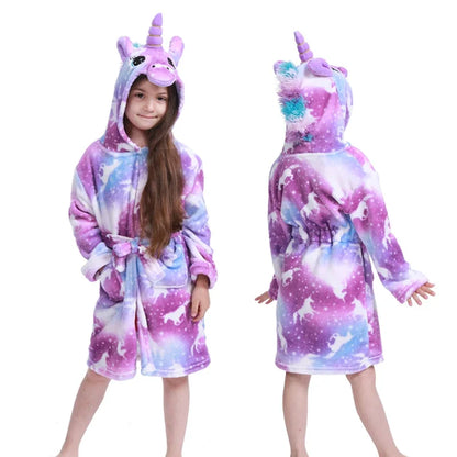 Children Bath Robe Baby Towel Children's Unicorn Hooded Bathrobes for Boys Girls