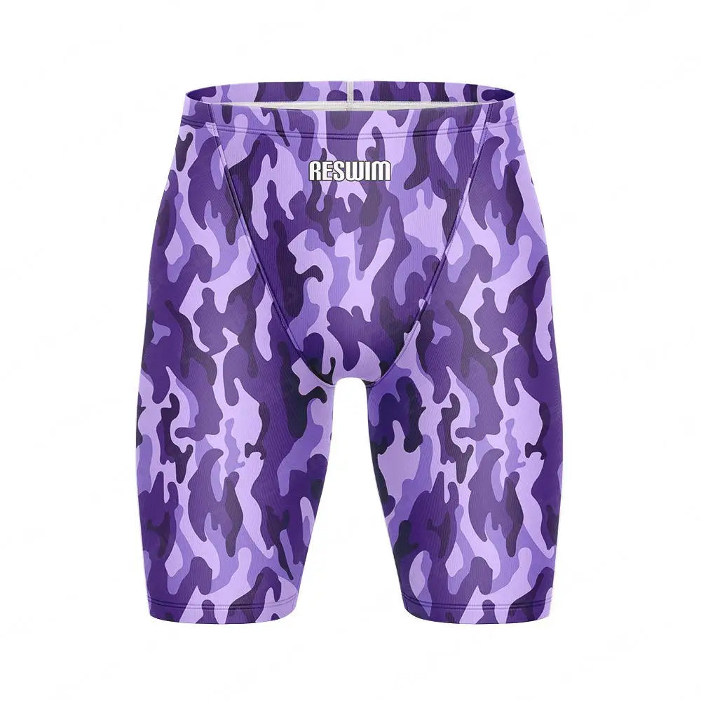 Summer Swimming Trunks Men's Professional Tights Swim Jammer Swimwear Outdoor Beach Printed Durable Training Surfing Swim Shorts