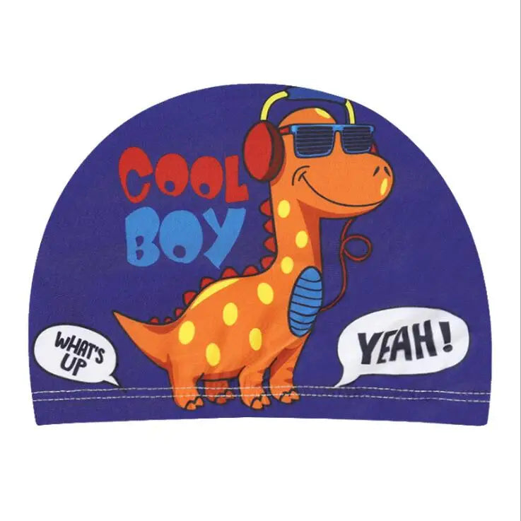 PU Coating Cartoon Children Swimming Hat for 1-7 Year Old Boys Girls Elastic Swimming Cap Shower Beach Pool Accessories