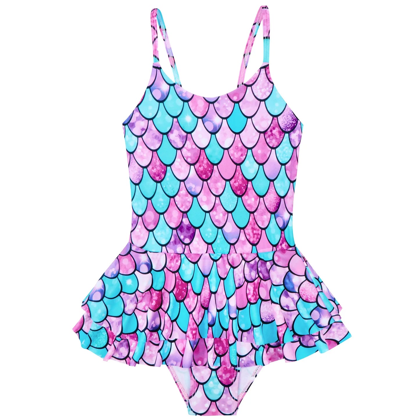 Kids Girls' One-Piece Mermaid Swimsuit Mermaid Scale Print Stretchy Polyester for Beach & Pool Girls Swimwear Summer Bathing Suit