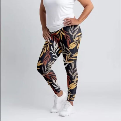 Women High Waist Elastic Pants Fashion High Waist 3D Print Fitness Yoga Gym Leggings