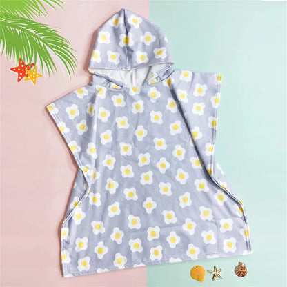 Beach Towel for Boys Girls Hooded Bath Towel Wrap Toddler Pool Towel with Hood Microfiber Absorbent Sweat-absorbent Swim Robe
