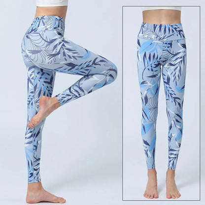 Cloud Hide Yoga Pants Sports Leggings Women High Waist Trainer Long Tights Flower Push Up Running Trouser Workout S- XL